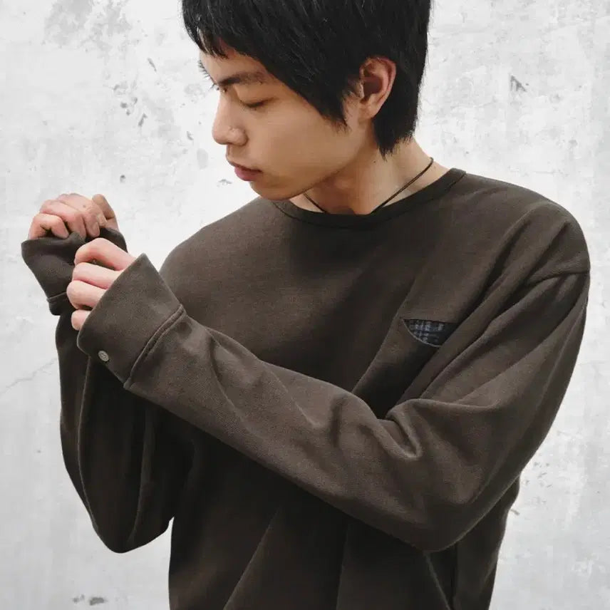 [SOLD OUT] 인템포무드 체크인 포켓 롱슬리브 브라운 M size