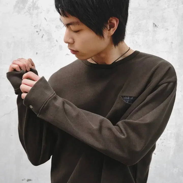 [SOLD OUT] 인템포무드 체크인 포켓 롱슬리브 브라운 M size