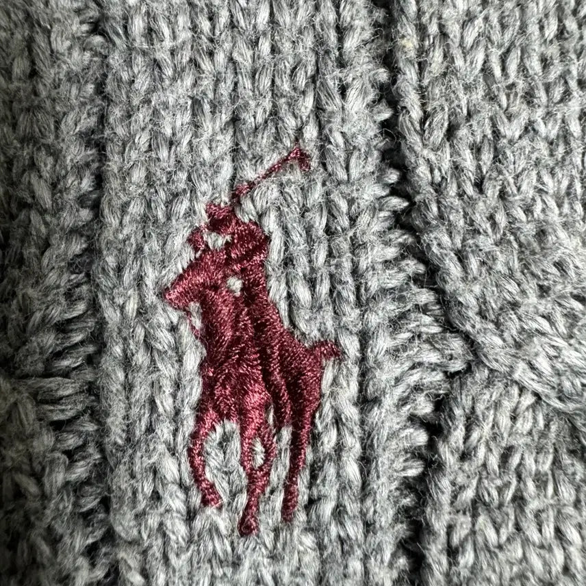 [BUNJANG] Polo Charcoal Cable Knit Sweater / 폴로 케이블 니트 차콜 꽈배기