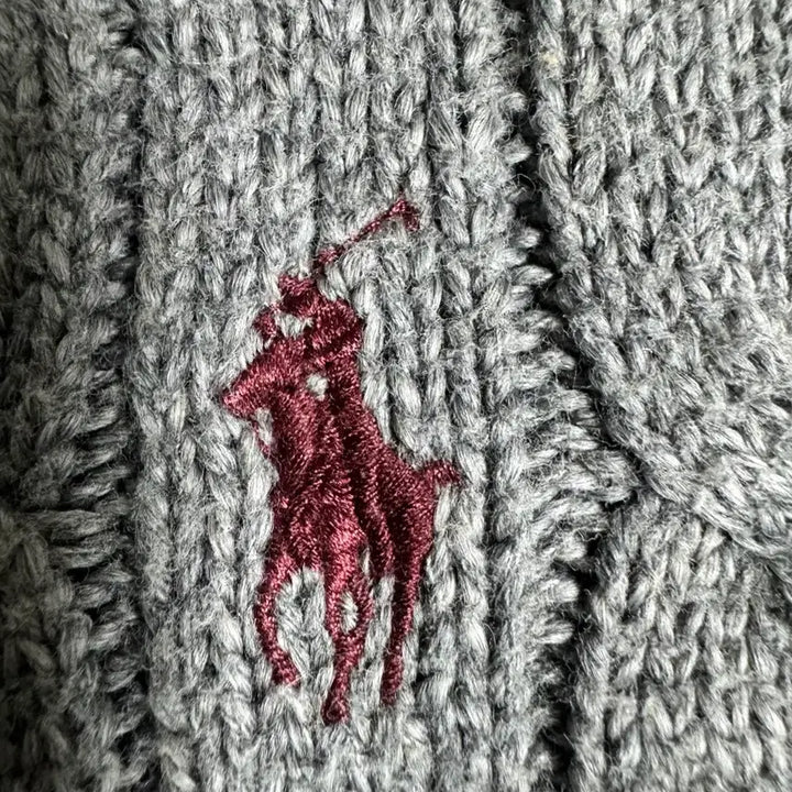 [BUNJANG] Polo Charcoal Cable Knit Sweater / 폴로 케이블 니트 차콜 꽈배기