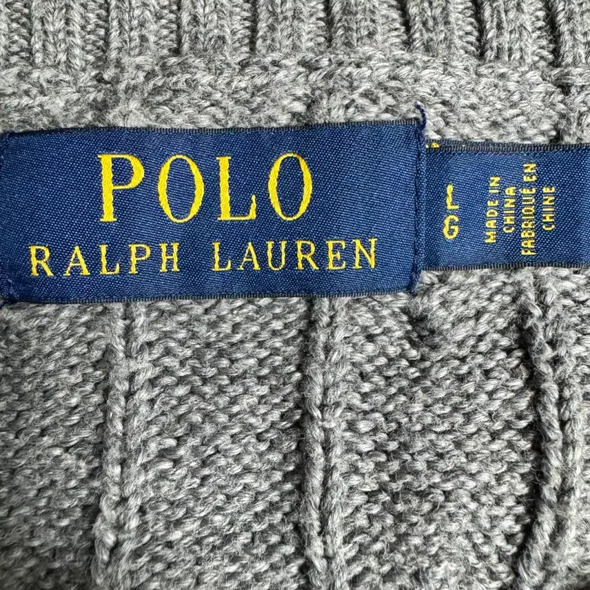 [BUNJANG] Polo Charcoal Cable Knit Sweater / 폴로 케이블 니트 차콜 꽈배기