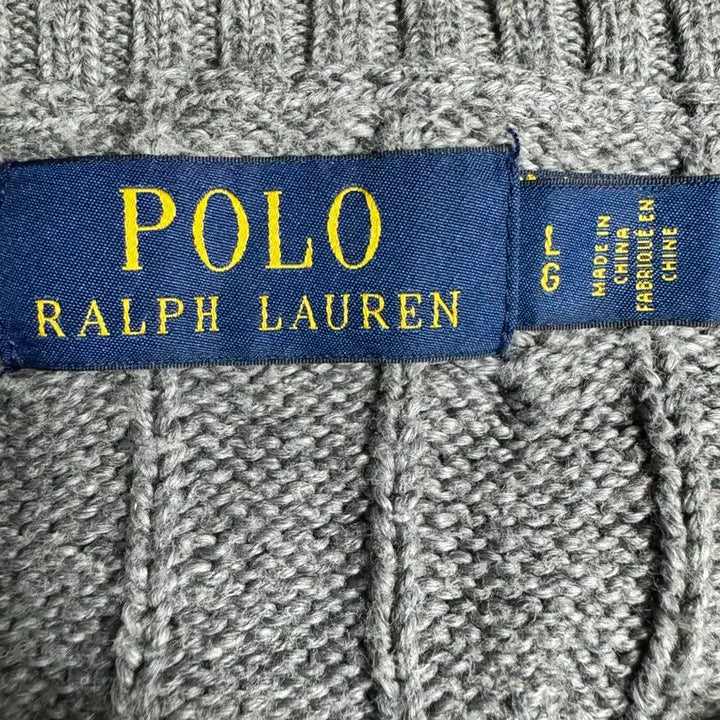 [BUNJANG] Polo Charcoal Cable Knit Sweater / 폴로 케이블 니트 차콜 꽈배기