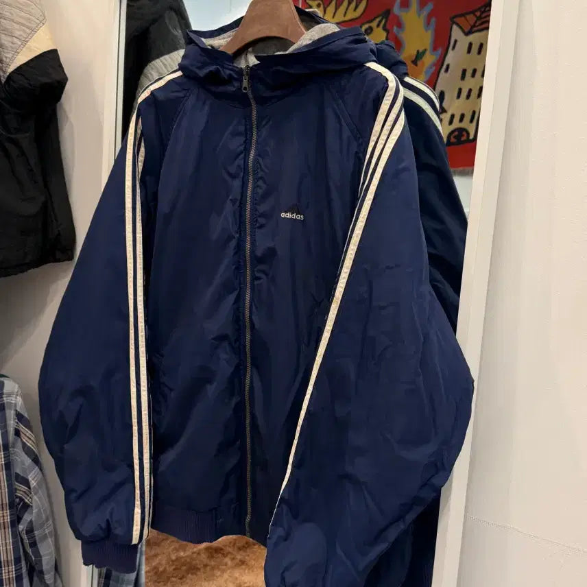 [BUNJANG] Adidas Old School Spell-Out Reversible Jacket / 90s Adidas 아디다스 올드스쿨 스펠아웃 리버서블 자켓