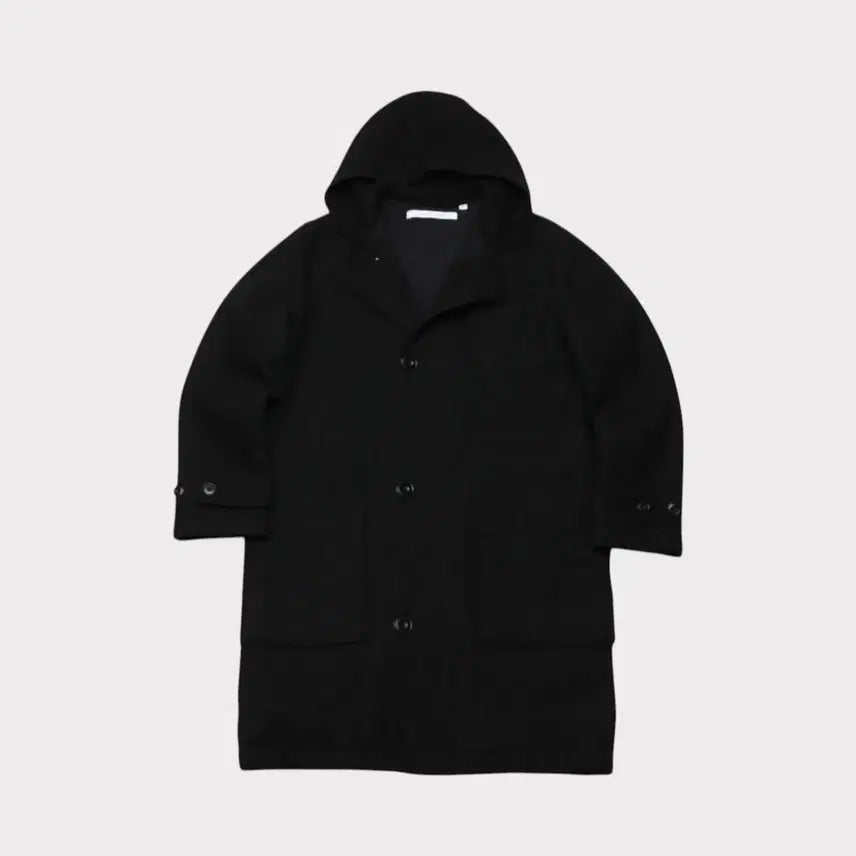 [BUNJANG] Uniqlo x Lemaire Minimal Black Wool Hooded Coat / [L] 유니클로 x 르메르 미니멀 블랙 울 후드코트