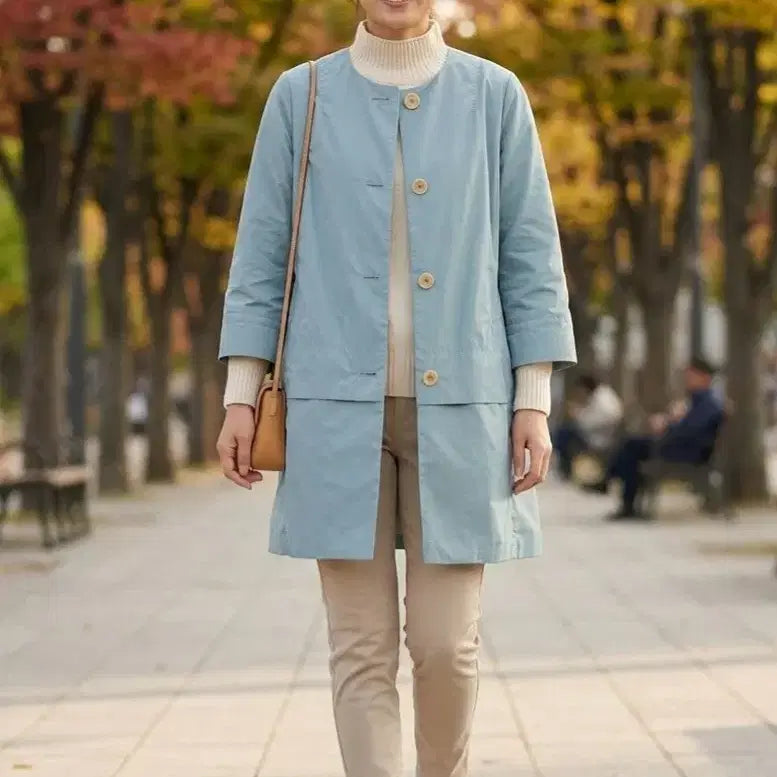 [BUNJANG] Demian No Collar 7-Part Sleeve Coat / [55]데미안 노카라 7부소매 코트