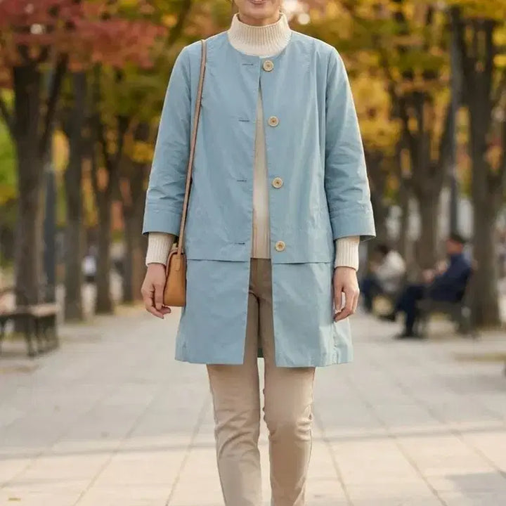 [BUNJANG] Demian No Collar 7-Part Sleeve Coat / [55]데미안 노카라 7부소매 코트