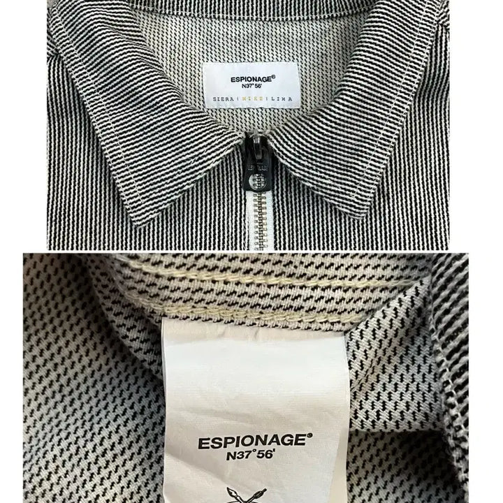 [BUNJANG] Espionage Stripe Half-Zip Short Sleeve Shirt - Black / 에스피오나지 스트라이프 반집업 반팔 셔츠 블랙 