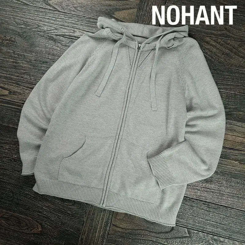 [BUNJANG] Nohant Knit Hoodie Zip-up Beige / 노앙 니트 후드 집업 베이지 M19470