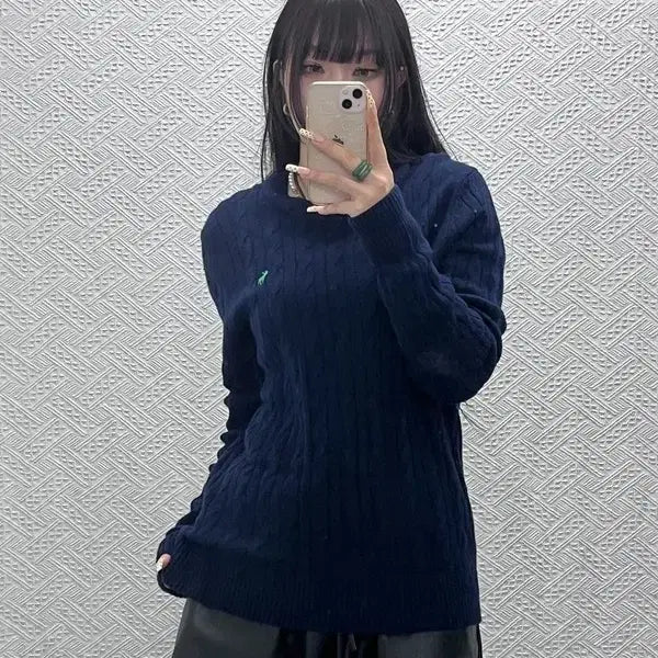 [BUNJANG] Abercrombie &amp; Fitch Vintage Cable Knit Sweater / 아베크롬비 올드스쿨 빈티지 모던 캐주얼 꽈배기 니트 S C10080
