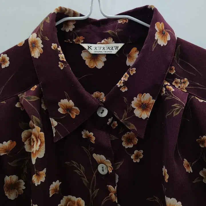 [BUNJANG] Vintage Cottage Avant-Garde Floral Blouse / 빈티지 코티지 아방가르드 플라워 와인브라운 블라우스