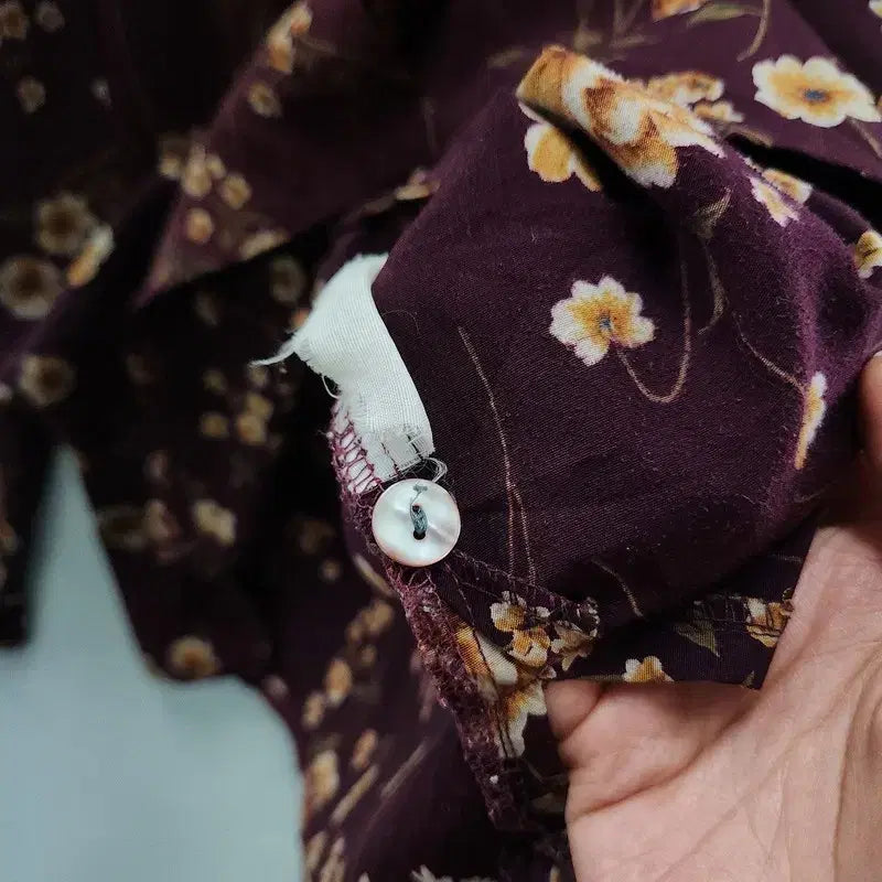 [BUNJANG] Vintage Cottage Avant-Garde Floral Blouse / 빈티지 코티지 아방가르드 플라워 와인브라운 블라우스