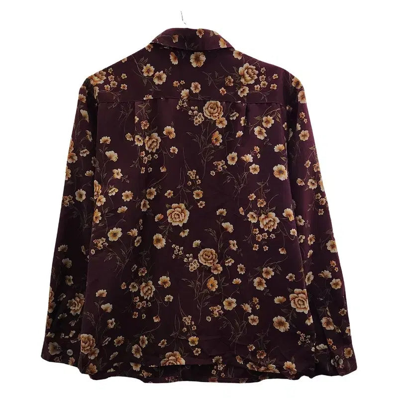 [BUNJANG] Vintage Cottage Avant-Garde Floral Blouse / 빈티지 코티지 아방가르드 플라워 와인브라운 블라우스