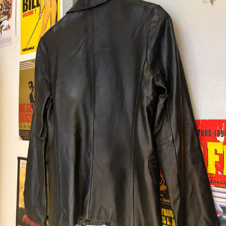 [BUNJANG] Stitch Lambskin Leather Blazer / 스티치 양가죽 레더 블레이저