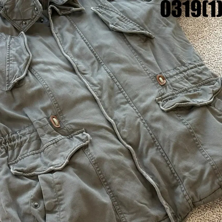 [SOLD OUT] 게스 카키색 후드 야상 자켓 XL