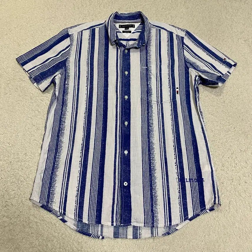 [BUNJANG] Tommy Hilfiger Striped Short Sleeve Shirt L / 타미힐피거 스트라이프 반팔 셔츠 L