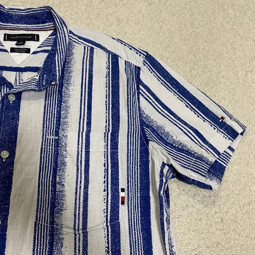 [BUNJANG] Tommy Hilfiger Striped Short Sleeve Shirt L / 타미힐피거 스트라이프 반팔 셔츠 L