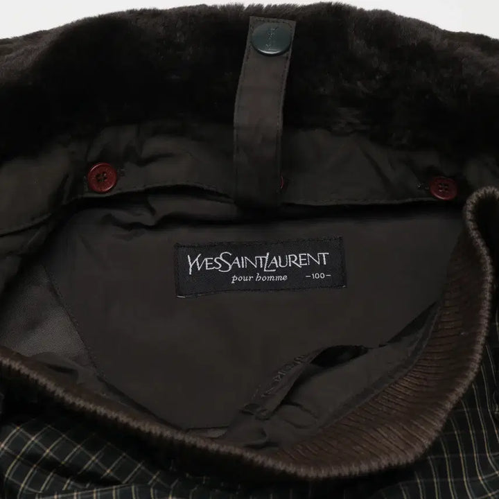 [BUNJANG] YSL Padded Jacket with Fur Collar / [L] ysl 입생로랑 퍼 카라 패디드 자켓 (퍼, 내피 탈부착)
