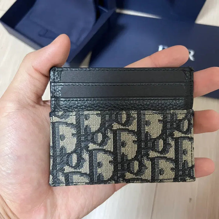 [BUNJANG] Dior Card Holder Beige &amp; Black Oblique Jacquard / 디올 카드 홀더 베이지 &amp; 블랙 디올 오블리크 자카드
