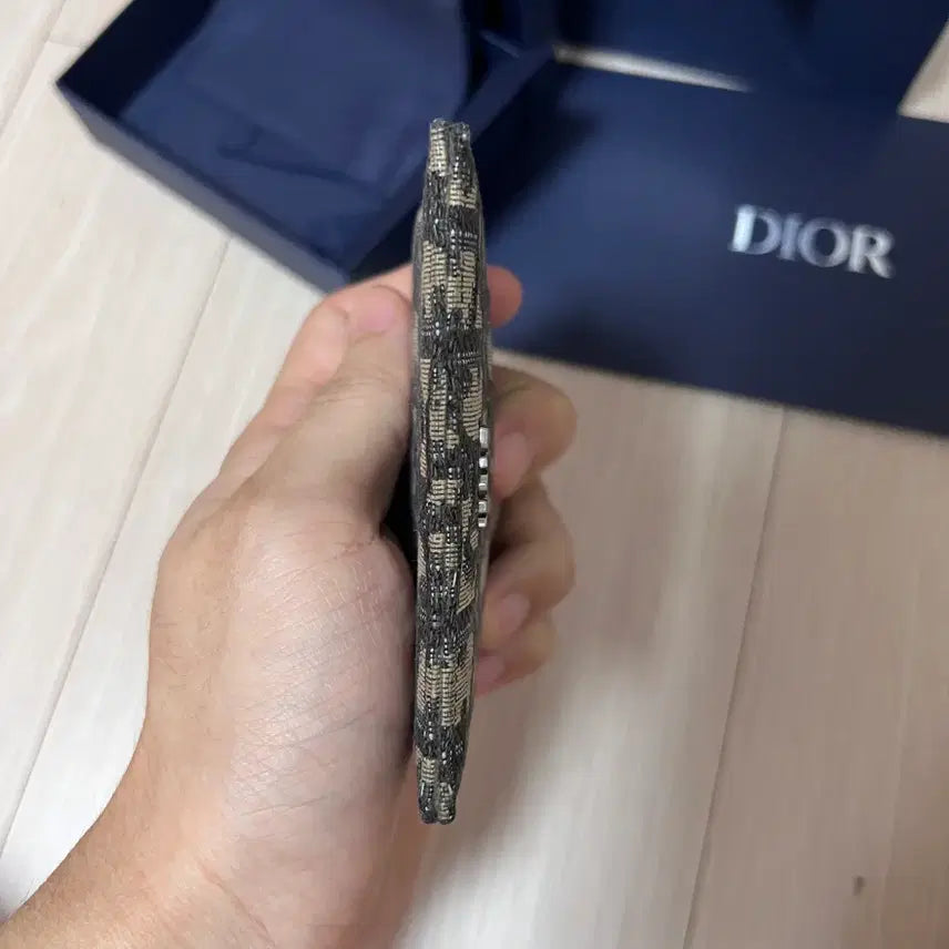 [BUNJANG] Dior Card Holder Beige &amp; Black Oblique Jacquard / 디올 카드 홀더 베이지 &amp; 블랙 디올 오블리크 자카드