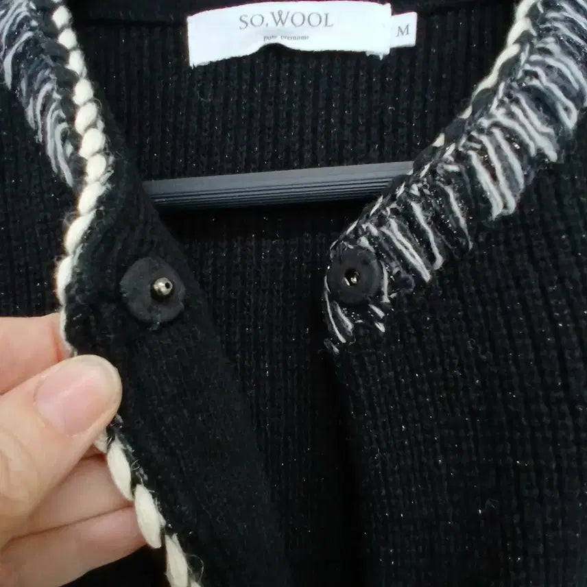 [BUNJANG] Soul Black Tweed Style Cardigan / SO.WOOL 블랙 트위드 스타일 가디건