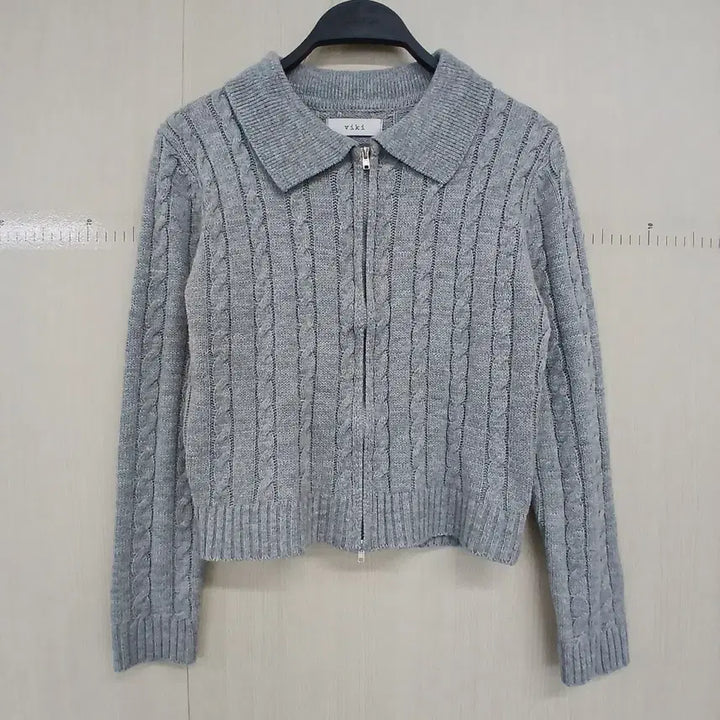 [BUNJANG] VIKI Cable Knit Zip-up Cardigan Grey / viki 케이블 니트 집업 가디건 그레이