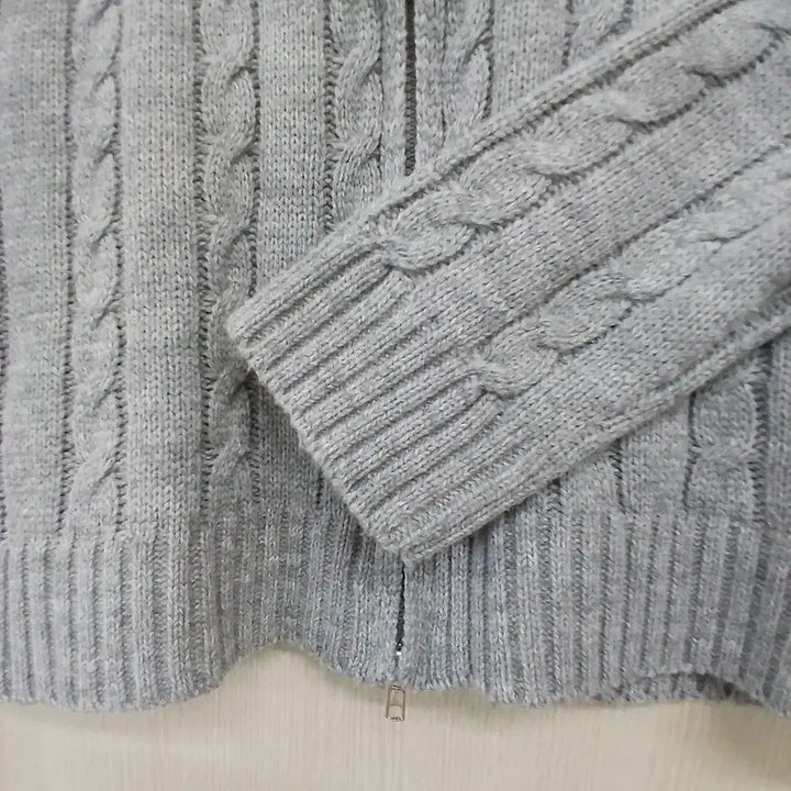 [BUNJANG] VIKI Cable Knit Zip-up Cardigan Grey / viki 케이블 니트 집업 가디건 그레이