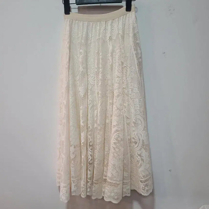 [BUNJANG] INVEST Ivory Lace Long Skirt / INVEST 레이스 롱 스커트 아이보리 FREE