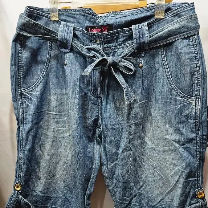 [BUNJANG] Soft Denim Belted Bermuda Shorts / 일본수입 소프트데님 벨티드 버뮤다팬츠 빅사이즈  ss1