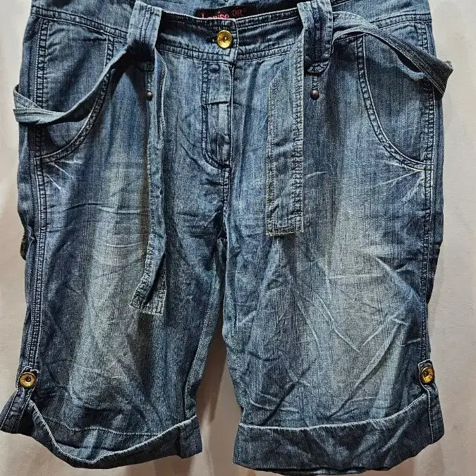 [BUNJANG] Soft Denim Belted Bermuda Shorts / 일본수입 소프트데님 벨티드 버뮤다팬츠 빅사이즈  ss1