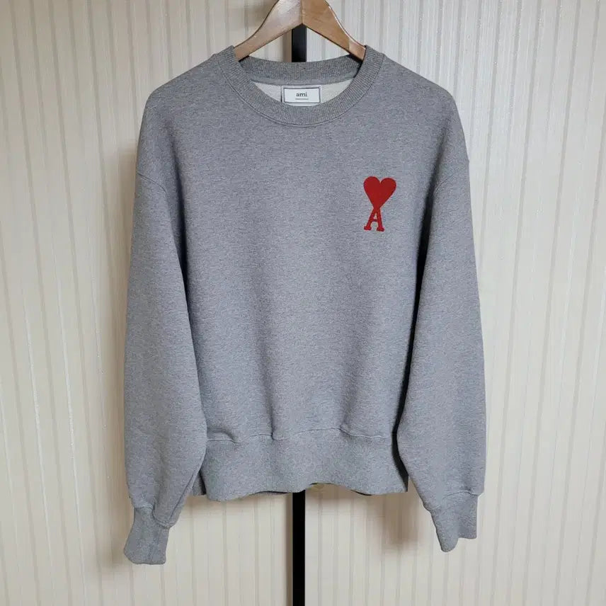 [BUNJANG] L Army Gray Big Heart Embroidered Sweatshirt / [L] 아미 그레이 빅하트 자수 맨투맨