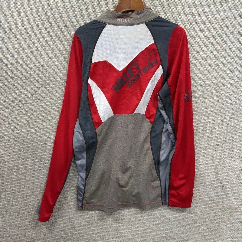 [BUNJANG] Millet Outdoor Embroidered Logo Half-Zip Long Sleeve Shirt / 밀레 아웃도어 자수로고 반집업 긴팔티 100 A07749