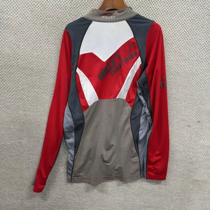 [BUNJANG] Millet Outdoor Embroidered Logo Half-Zip Long Sleeve Shirt / 밀레 아웃도어 자수로고 반집업 긴팔티 100 A07749