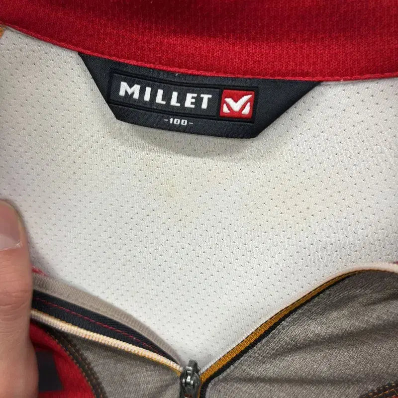[BUNJANG] Millet Outdoor Embroidered Logo Half-Zip Long Sleeve Shirt / 밀레 아웃도어 자수로고 반집업 긴팔티 100 A07749
