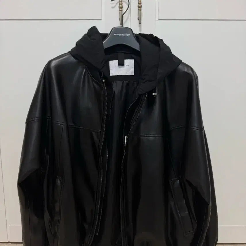 [BUNJANG] Customellow Leather Hooded Jumper / 커스텀멜로우 레더 후드 점퍼 판매