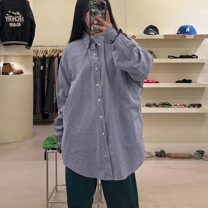 [BUNJANG] Polo Ralph Lauren Pink Pony Check Button-Down Shirt / 폴로 랄프로렌 핑크 포니 체크 버튼다운 셔츠 U1134