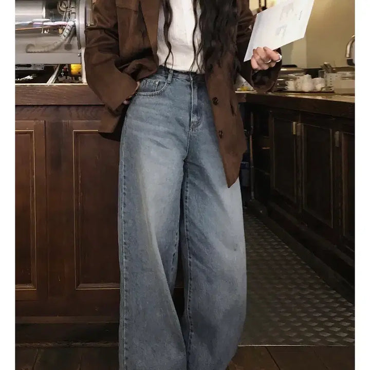 [BUNJANG] Slow and Denim Vintage Wide Snap Button Denim Pants / 슬로우앤드 빈티지 와이드 스냅버튼 데님팬츠