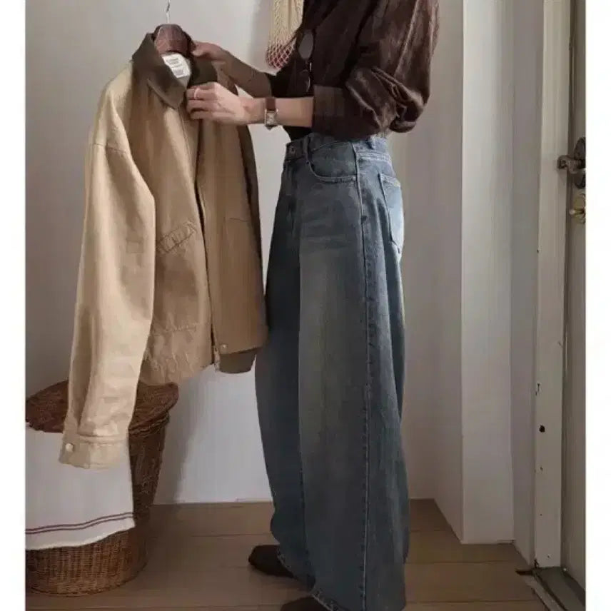 [BUNJANG] Slow and Denim Vintage Wide Snap Button Denim Pants / 슬로우앤드 빈티지 와이드 스냅버튼 데님팬츠