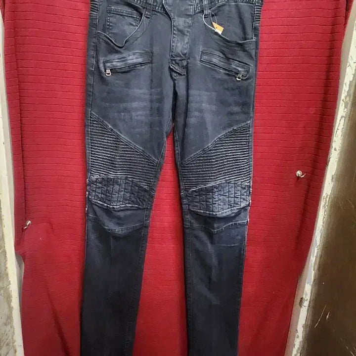 [BUNJANG] Black Biker Style Denim Pants / 블랙 바이커 스타일 데님 팬츠