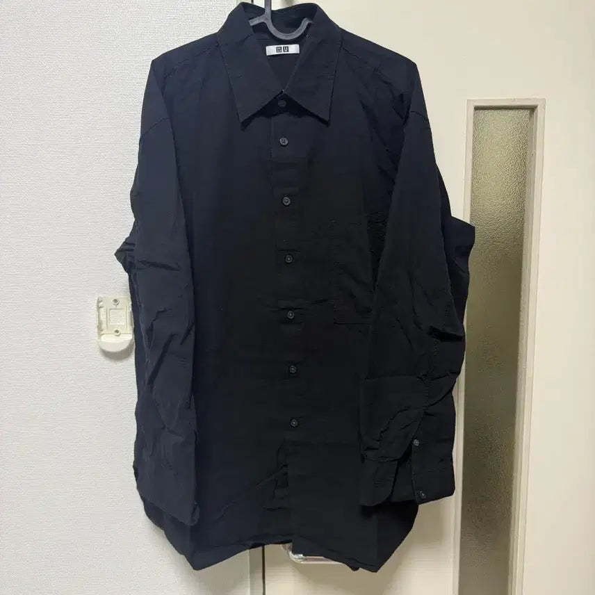 [BUNJANG] Uniqlo U Long Oversized Shirt Black L / 유니클로u 롱 오버사이즈 셔츠 블랙 L