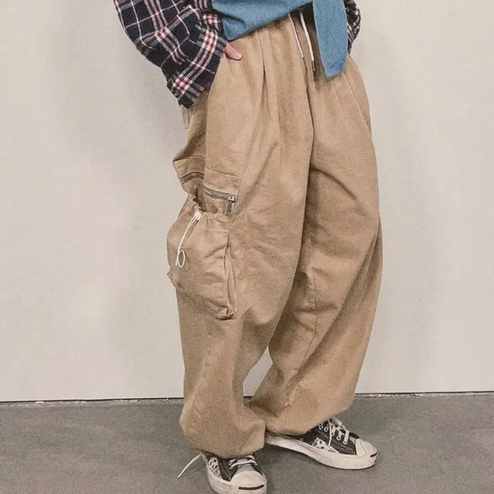[BUNJANG] NINE NUTS Stitch Wide Pants Beige / 나인넛츠 스티치 와이드 팬츠 베이지 free