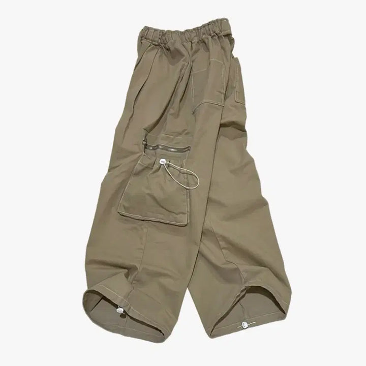 [BUNJANG] NINE NUTS Stitch Wide Pants Beige / 나인넛츠 스티치 와이드 팬츠 베이지 free