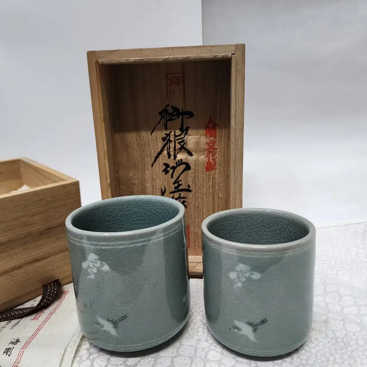 [SOLD OUT] 해강 유근형 청자 엽차 커플잔2개