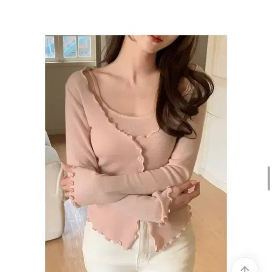 [BUNJANG] Beige Slim Fit Integrated Tank Top Cardigan / 나시 일체형 가디건