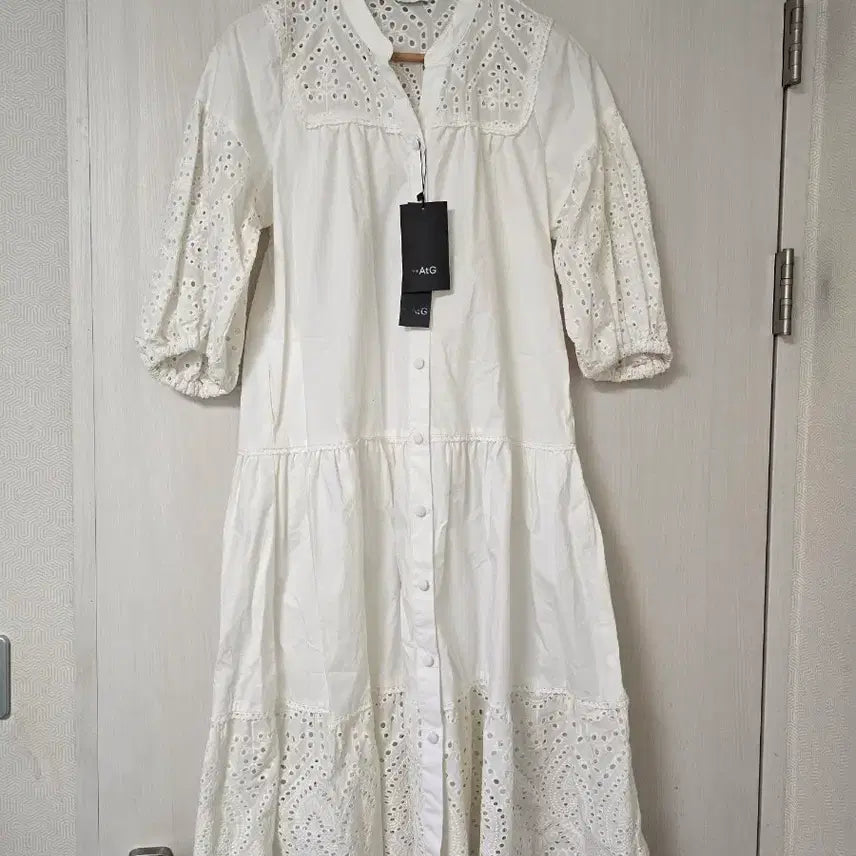 [BUNJANG] The Edge Eyelet Punching White Long Dress / 새상품)더엣지 아일렛 펀칭 화이트 원피스 ( 착샷잇음)