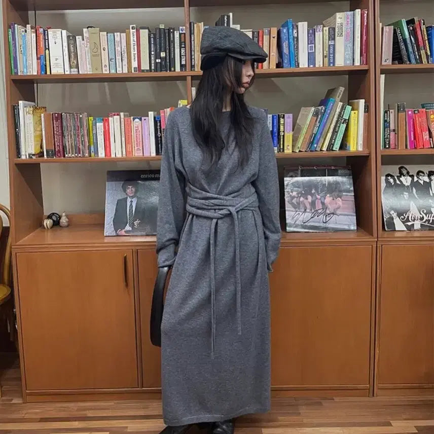 [BUNJANG] Mohan TVF Merino Wool Tie Knit Dress / 모한 TVF MERINO WOOL TIE KNIT DRESS 브라운