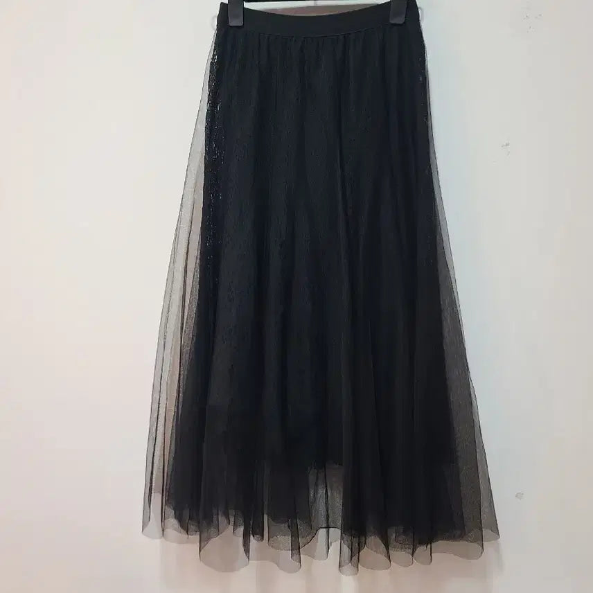 [BUNJANG] Black Long Chiffon Skirt / 블랙 롱 샤 스커트