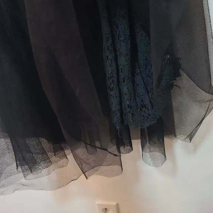 [BUNJANG] Black Long Chiffon Skirt / 블랙 롱 샤 스커트