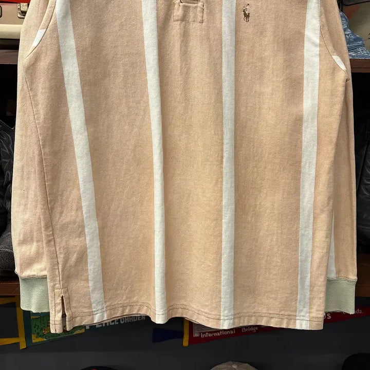 [BUNJANG] Polo Ralph Lauren Rugby Shirt / 90s 폴로 랄프로렌 살몬 스트라이프 브라운포니 럭비셔츠 N912