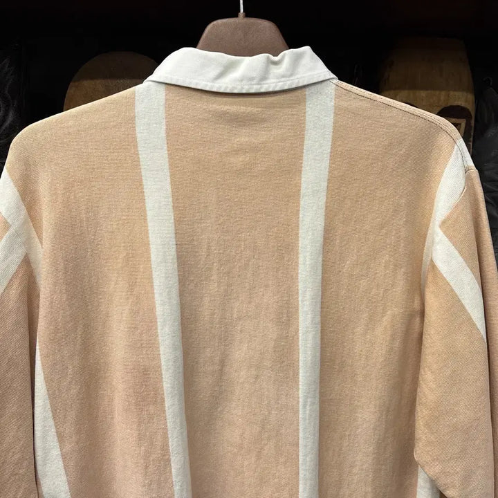 [BUNJANG] Polo Ralph Lauren Rugby Shirt / 90s 폴로 랄프로렌 살몬 스트라이프 브라운포니 럭비셔츠 N912
