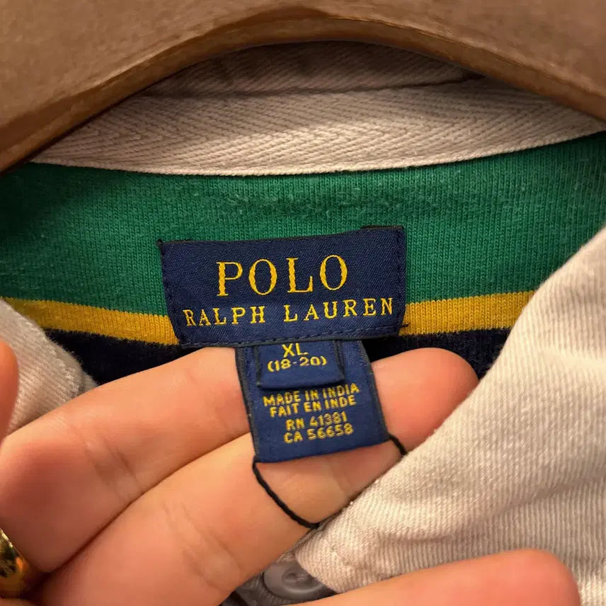 [BUNJANG] Polo Ralph Lauren Striped Rugby Shirt / 신형라벨 폴로 랄프로렌 멀티컬러 스트라이프 저지 럭비셔츠 퍼플 N913